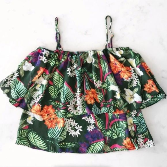 Anthropologie Everly Tropical Off Shoulder Top - Picture 1 of 6
